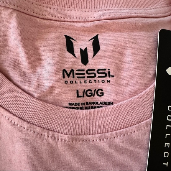 Messi authentic logo soccer player pink Tshirt size L NWT - Picture 6 of 9